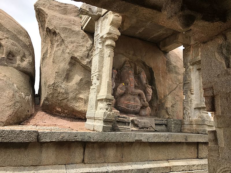 the lord ganesha statue at lepakshi temple, andhra pradesh, india